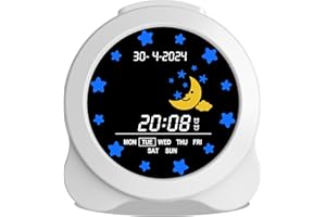 groov e Kidz Sleep Trainer Clock - Kid's Digital Alarm Clock for Sleep Training, LCD Display with Modes for Mornings and Nights, 6 Alarm Sounds, USB Powered