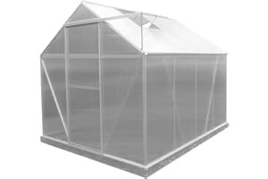 GARDIUN KIS19004 - Invernadero Lunada Policarbonato/Aluminio 4 Módulos 4,82 m² 249x193x190 cm con base