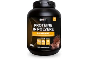 EAFIT GAINER MAX 1,1 kg - Gusto doppio cioccolato - Culturismo - Siero del latte + Uovo - Accrescimento della massa Muscolare - Apporto Calorico - Vitamine, sali Minerali - 18 porzioni