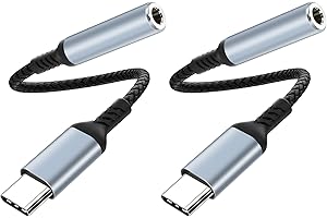 LALASIS Adattatore Usb C Jack 3,5mm,Adattatore Jack Usb C Da 3.5mm,Adattatore Usb C Connettore Jack Per iPhone 15 Pro Max/15 Pro/15 Samsung S23 S22 S21 Ultra Not 20 A53,Huawei P50/Mate,ipad Pro 2Pcs Argento