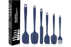 MOACC 6 Piezas Espatulas Silicona Cocina, 315℃ Resistente al Calor Lengua Raspadora sin Costuras Flexible Antiadherente, Utensilio de Cocina para Mezclar, Hornear y Cocina, Azul