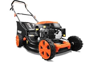FUXTEC bensindriven gräsklippare FX-RM4646ECO • 3,5 HP • 46 cm | 4-taktsmotor • 7-stegs klipphöjdsjustering 25-75 mm • 50 L uppsamlare • mulchingfunktion • rengöringsanslutning