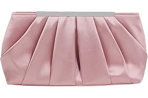Jywmsc Borsa da sera in raso da donna Elegante pochette da sera plissettata in raso per donna Borsa da sposa in argento
