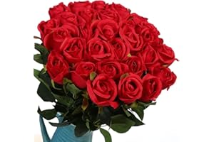 Veryhome 10 Pezzi Fiori Artificiali Rose di Seta Falso Bouquet da Sposa da Sposa per la casa Giardino Partito Decorazioni Floreali (Rosso, bocciolo di Rose)