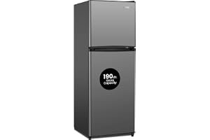 Double Door Refrigerator 190L Gross / 127L Net Mechanical Temperature Control, R600a Refrigerant, Recessed Handle, Inside Condenser, Dark Silver – NR190S