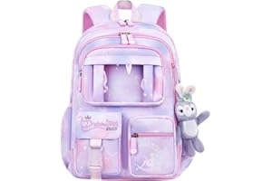 Hovkib Schulrucksack für Mädchen, Kinder Grundschultaschen Leichte Rucksäcke Kinder Schulranzen Büchertasche Große Kapazität Schultasche Niedlicher Kinderrucksack für 5-12 Jahre