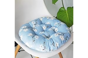 Lukery Coussins de Chaise Tatami Coussin D'assise Confortable Respirant Rembourrés Rond Coussins de Siège pour Enfant Bureau Jardin Intérieur Extérieur Décoration (40x40cm,Fleur Blanche)