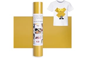 IModeur 12 Ft Rouleau Vinyle Thermocollant Or - 30,5 x 366 cm flex thermocollant Or pour Cricut Maker, Silhouette Cameo, vêtements, bonnets, pantalons, autres tissus