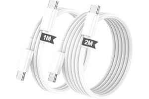 BSTOEM 60W PD 3.0 Cable USB Tipo C Carga Rápida, [2 Paquetes- 1M+2M] Cable USB C a USB C,Compatible con el iPhone 17/16/15/Pro/Plus/Pro Max, el Samsung Galaxy S24/S23/S22,el iPad Pro/Air/Mini etc