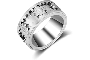AMZCOM Spinnerring damen herren Drehring mit Geschenkebox, Fashion Herren Band Ring, Zahnrad Mechanik Täglicher Ring, Zappelringe Zahnradring der sich bewegt,Freundschaftsringe