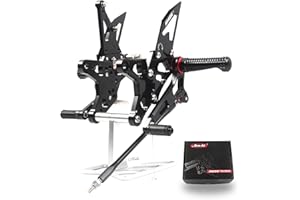 Arashi (Version2.0) Regolabile Pedaline Pedane Posteriori Pedane Arretrate Pedane Poggiapiedi per Kawasaki Ninja ZX6R ZX636 2009-2014 Accessori Pedana Pedalini Pedalina ZX-6R ZX-636 Nero 2010 2011