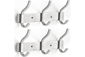 YUNISS Wieszak na ubrania, listwa z haczykami, stal nierdzewna, z 3 haczykami, do sypialni, łazienki (srebrny, 2 sztuki)