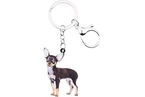 DUOWEI Llavero de perro chihuahua de acrílico negro con diseño de mascotas