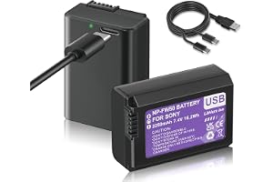 Mspalocell 2 NP-FW50 ersättningsbatterier 2250 mAh med -laddning kompatibel med Sony ZV-E10 Alpha a5100 a6000 a6300