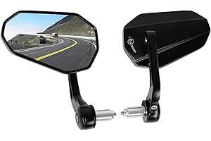 evermotor Motorcycle Mirrors, E24 E-Marked Bar End Mirrors Motorcycle, CNC Rear View Mirrors for 13–20mm Handlebar Ends, M6 Thread, Universal for Motorbike, Scooter, ATV, Quad – Pair