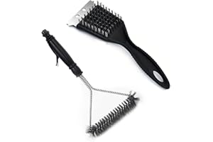 SIGANDG 2 PCS Brosse de Nettoyage pour Barbecue 2 in 1 - Stainless Steel Wire BBQ Brush + Pointed Multifunctional BBQ Brush