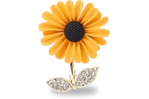 AIMFACT Sunflower Enamel Brooch Pin Elegant Golden Sun Flower Brooch Rhinestone Pin Lapel Pins Bouquet Plant Brooches Jewelry Backpacks Badge Scarf Clothes Accessories Gift for Women Girls