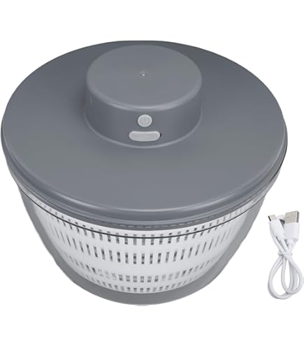 Essoreuse à Salade Electrique Essoreuse à Salade électrique 4L Buumin - Rechargeable USB - Séchage 10 Secondes - Blanc Déshydrateur Fruits Légumes Automatique 10 Secondes