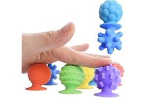 RoseFlower Fidget Toys for Adults & Kids: 8 Pack Textured Sensory Suction Cup, Silent Fidget Toys Adults, Textured Sensory Suction Cup for Anxiety Relief