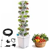 Mocoli Hydroponic System 40 Chambers, 8 Levels Hydroponic Growing System with Water Tank 10 L Water Level Indicator Pump Soil