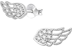 Laimons Damskie kolczyki na sztyfcie biżuteria damska skrzydła anioła błyszcząca cyrkonia srebro 925, Srebro, Cyrkonia