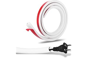 CHANRAINGYEE Kanał kablowy PCW D14 x 10 mm, biały kanał kablowy z otworem, mostek kablowy, podłoga, kanał kablowy, samoprzylepny, kanał kablowy, elastyczny kanał kablowy, osłona kabla, dno (1 m)