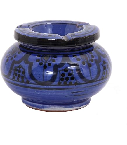 Cendrier marocain tadelakt design bleu, rouge et orange