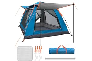 HJZ Camping Tent Automatic Instant Pop-Up Tent Family 3-4 Person Dome Tent, Waterproof Windproof Canopy Shelter Portable for Backpacking Trekking Camping Hiking Climbing Picnic Beach Fishing Outdoor