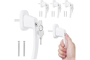 kwmobile 4x klamka okienna z zamkiem push lock - zamykany uchwyt do okien i drzwi - z funkcją obracania i przechylania - Zamknięcie okienne w kolorze białym RAL 9016