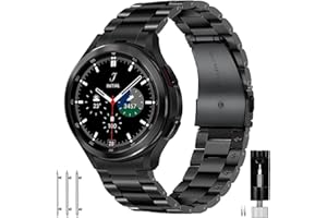 OTOPO Kompatibel Samsung Galaxy Watch 4/6 Classic Armband 46mm 47mm 42mm 43mm,Watch 4/5/6 40mm 44mm Armband Metall Frauen Männer, Keine Lücke Metallarmband Edelstahl,Schwarz