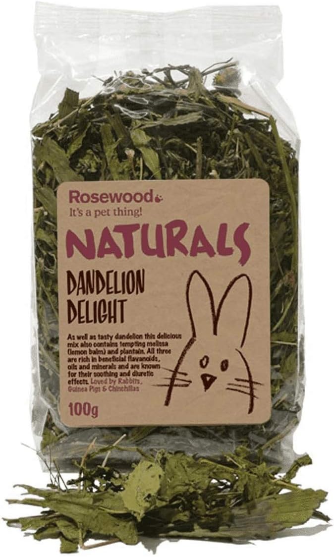 Rosewood Naturals Dandelion Delight, Small Animal Treat for Rabbits, Guinea Pigs, Chinchillas and Degus, 100g