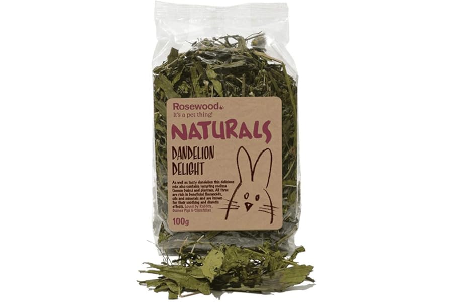 Rosewood Naturals Dandelion Delight, Small Animal Treat for Rabbits, Guinea Pigs, Chinchillas and Degus, 100g