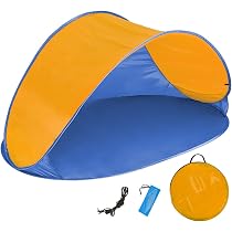tectake® Strandmuschel Pop Up Zelt 2 Personen, Wurfzelt 220x120x100cm, Strandmuschel UV Schutz, Windschutz Strand Zubehör, Windschutz Camping, Sonnenschutz Garten, Campingzelt