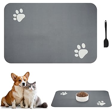 Tappetino Antiscivolo In Silicone Per Ciotole Cani E Gatti - Impermeabile, Facile Da Pulire 44x25 Cm