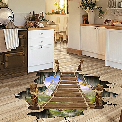 Ouneed® Wandaufkleber Wandtattoo Wandsticker , 3D-Brücken-Fußboden-Wand-Aufkleber-entfernbares Wandabziehbild-Wohnzimmer - 4
