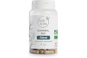 BELLE & BIO SOMMEIL & RELAXATION - Sommeil Bio - Passiflore, Mélisse & Eschscholzia certifiés Ecocert - 120 gélules - Cure 2 mois - Pilulier BELLE&BIO - Fabriqué en France