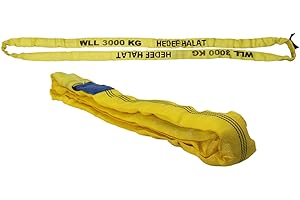 HEDEF Rundschlinge 3000kg Tragkraft, 4m Umfang, endlos mit Polyesterkern, Hebegurt Hebeband, Gelb