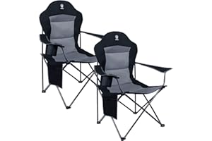 EVER ADVANCED Sedia Campeggio 150 KG Durevole Pieghevole Sedia da Pesca da Esterno Giardino Portatile Sedia Mare e Pesca con Vano Porta bibite Oversize 60 x 88 x 109.2 cm