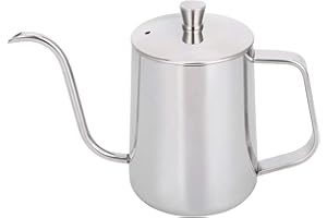 Cikonielf Bollitore per caffè da 600 ml / 20 Once Beccuccio Sottile in Acciaio Inossidabile 304 Addensare caffè a Goccia Lunga e Stretta Teiera Versare sopra la pentola a Goccia con Coperchio