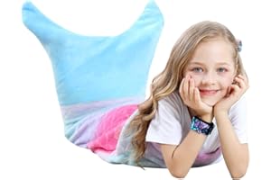 VHOME Kinder Meerjungfrau Decke Geschenke - Warmes Wohnzimmer Sofa Decke Kinder Kuscheldecke Für Weihnachts Geburtstagsgeschenk (K2-Blau, Kinder 120cm x 48cm)