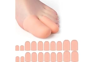 JOYAN 20 Pezzi Protezione Dita Piedi, Cappucci Copri Dita in Gel Protezione Alluce Cappucci di Protezione, Protezione Tubolare per Alleviare il Dolore al Piede Calli Vesciche (Taglia S M L)