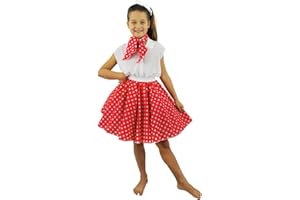 I LOVE FANCY DRESS LTD Set di costume da bagno per bambini con gonna Rock, lunghezza 46 cm, gonna a pois anni '50 con collo e sciarpa colorata a roccia e rollo swing, per bambini