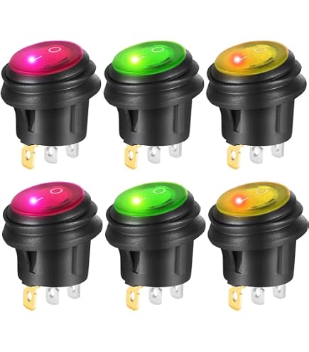 KIMISS 5 pin Interruttore a bilanciere, 12 V/24 V,interruttore a barra luminosa a LED impermeabile, interruttore SPST ON-OFF, per auto, barca e camion