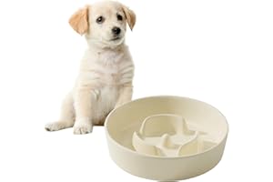 Havniva Futternapf für kleine Hunde, aus Keramik, langsames Fressnapf für kleine Hunde, langsames Fressnapf, langsames Trinken, stoppt Blähen, verhindert Würgen (1 x Cremeweiß, 15.5cm)