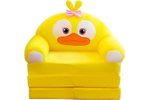 PUNELE Cushion Plush Sofa Cover, Foldable Children's Sofa Chair Cover, 2 in 1 Multicolor with Soft Velvet Fabric for Kids,Without Inner PP Cotton(Yellow)