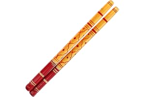 INDIABAZAAR Dandiya Sticks Wooden Stick Multicolour Sankheda Golden Traditional Dandiya Dance Sticks for Navratri Raas Garba Festival Indian Special Navaratri Occasion Celebration (Red)