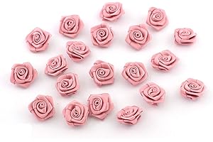 CREATIVERY Lot de 20 roses en satin de 2 cm // Têtes de roses satinées, Roses en tissu, Déco à éparpiller, Décoration de table, Tissu, altrosa 158