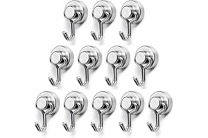 BTLIN Mini Ganchos Magnéticos, Potentes Imanes Neodimio con Ganchos Pequeños, Carga Máxima 8KG para Cocina Nevera Oficina Garaje 12 Piezas