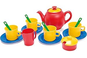 Dantoy Tea Set in Net, Role Play Tea Party with 17 Pieces Pretend Play Toys for Kids – Multi-Colour
