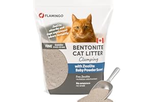 Flamingo Litière pour Chats - Parfum Talc pour bébé - 12KG pour 10 SEMAINES - Origine Canada - neutralisent les odeurs désagréables - douce pour les pattes -aussi pour les chatons